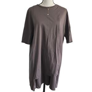 Oversized Tunic Dress Brown Slit Front Minimalist Quiet LuxuryM Made in Japan